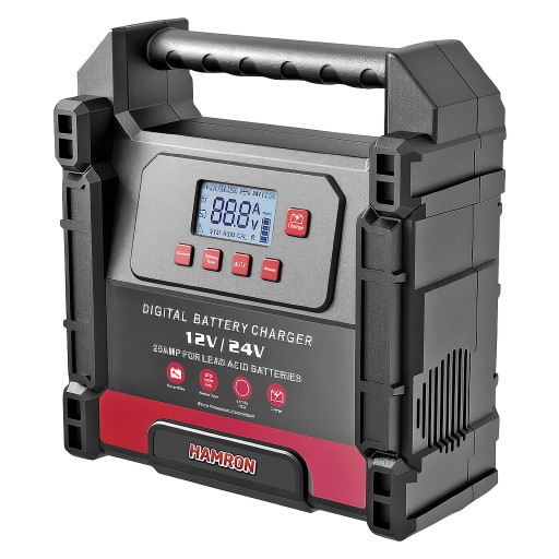 ЗАРЯДНОЕ УСТРОЙСТВО 75-500Ач 12/24В 25А 9прог. ТЕРМИНАЛЫ РЕГЕНЕРАЦИИ ЖК-дисплея