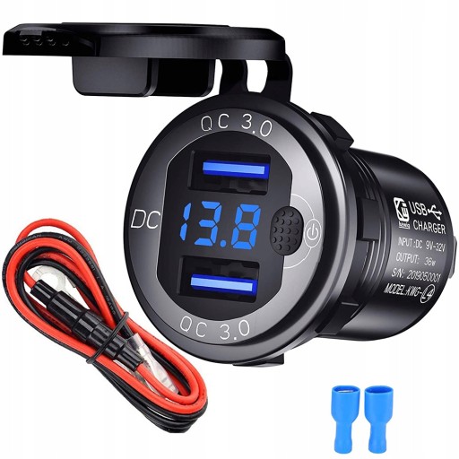 Зарядний пристрій автомобіля гніздо 2xUSB QC3.0 DC 12V-24V