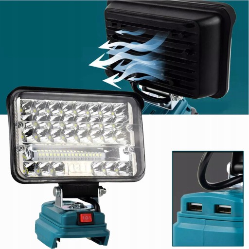 ЛАМПА ДЛЯ MAKITA 18В ГАЛОГЕННАЯ РАБОТА LED +2USB 60Вт