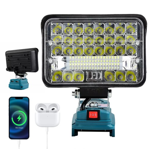 ЛАМПА ДЛЯ MAKITA 18В галогенная РАБОЧАЯ ЛАМПА + 2X USB 48LED 60ВТ 5 ДЮЙМОВ