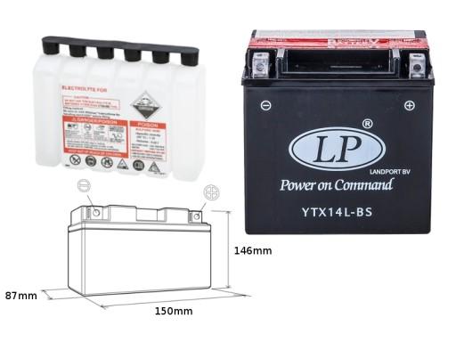 YTX14L-BS - LANDPORT БАТАРЕЯ YTX14L-BS (MA LTX14L-BS) 12V 12AH 152X88X147 (HARLEY DA)