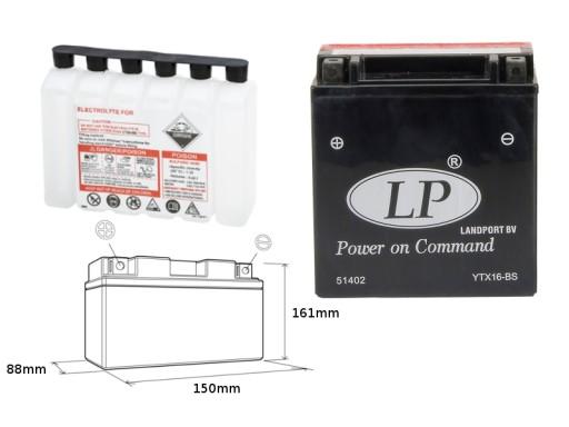 YTX16BS L - АККУМУЛЯТОРНАЯ БАТАРЕЯ LANDPORT YTX16-BS (MA LTX16-BS) 12В 14Ач 152X88X161 НЕОБХОДИМАЯ