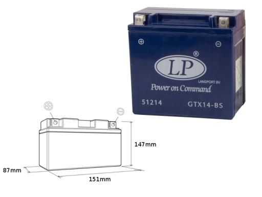 GTX144 L - ГЕЛЕВАЯ АККУМУЛЯТОРНАЯ БАТАРЕЯ LANDPORT GTX14-4 (MG LTX14-4) 12В 12Ач 152X88X147 НЕОБХОДИМАЯ