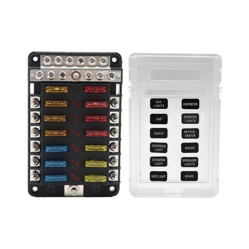 ALL2633 - LED 12 Line Fuse Box 100A