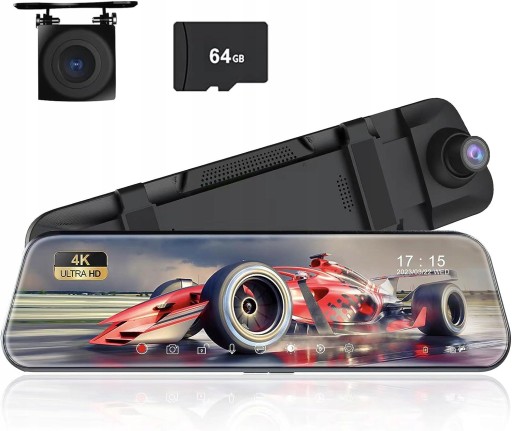 Автомобильная зеркальная камера LESA, 10 дюймов, 4K FHD, 64 ГБ