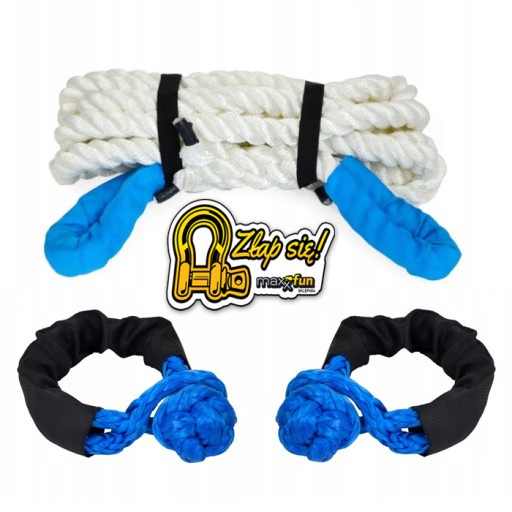 КІНЕТИЧНА МОТУЗКА 32ММ 8М 22 ТОННИ + 2 НАЛЕЙКИ 4X4 SHAKEMAN SNAKEMAN 4WD