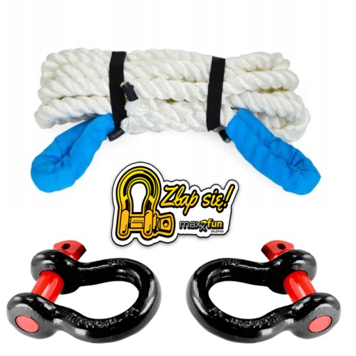 КІНЕТИЧНА МОТУЗКА 32ММ 8М 22 ТОННИ + 2 НАЛЕЙКИ 4X4 SHAKEMAN SNAKEMAN 4WD