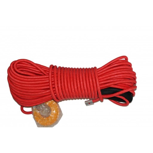 СИНТЕТИЧНА МОТУЗКА 10 X 28 ЧЕРВОНА, ОПЛЕТЕНА З ГАКОМ ДЛЯ ЛЕБІДКИ КВАДРОЦИДРОБА