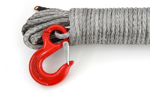 СИНТЕТИЧНА МОТУЗКА 13 ТОН (28м х 12мм) З ГАКОМ - ДЛЯ ЛЕБІДКИ 4x4