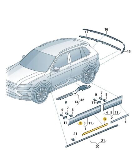 ХРОМОВАНА НАКЛАДКА НА ДВЕРІ L P VW TIGUAN 5NA853331A