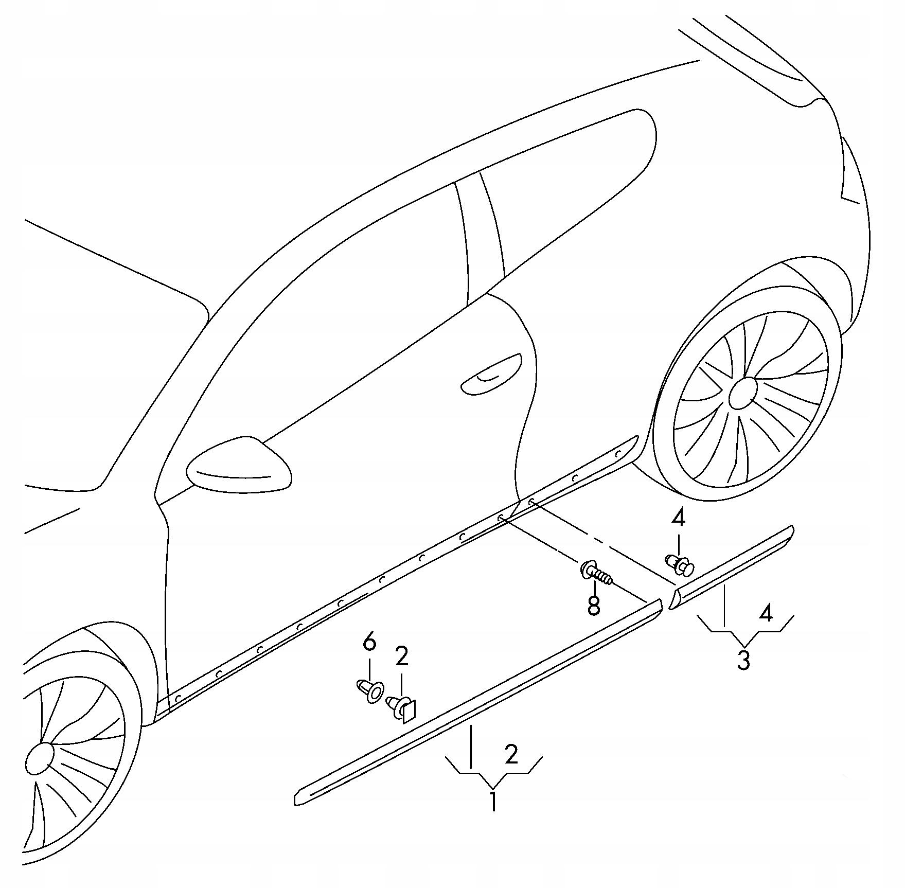 МОЛДИНГ ДВЕРІ ЛІВИЙ ПЕРЕДНІЙ VW SCIROCCO 1K8854939C