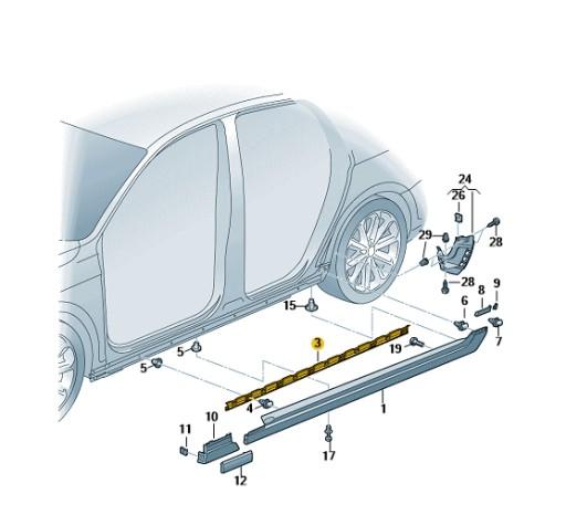 3G0853946 - Обшивка порога правая VW PASSAT B8 OE