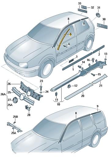 1J4 853 - ЗАЩИТНАЯ НАКЛАДКА ЛЕВОЙ ДВЕРИ VOLKSWAGEN BORA OE