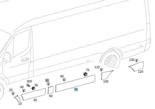 A91069053009K83 - ПЛАНКА OZD БОКОВАЯ ЛЕВАЯ-SPRINTER 907 / 910