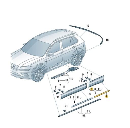 5NA853334A 2ZZ - ДЕКОРАТИВНАЯ НАКЛАДКА ХРОМ ЗАДНЯЯ ПРАВАЯ VW TIGUAN ОРИГИНАЛ