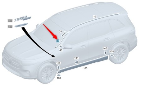 Накладка ветрового стекла mercedes glb eqb правая a2476909204