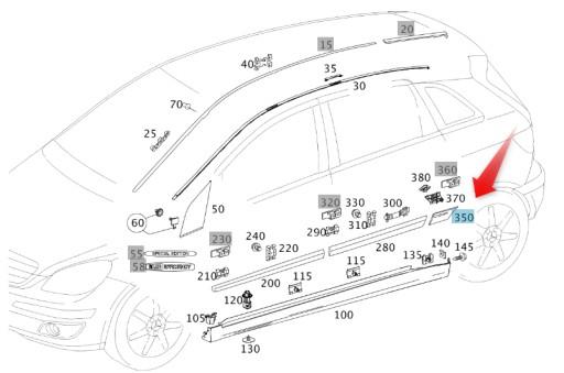 A1696904062 - Задняя левая планка MERCEDES B Class W245 на грязи