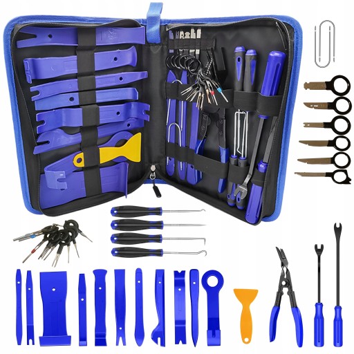 КОРОНКИ, КЛЮЧИ, ЭКСТРАКТОРЫ ДЛЯ СНЯТИЯ ОБИВКИ АВТОМОБИЛЯ В КОРОБКЕ ДЛЯ КАРАНДА.