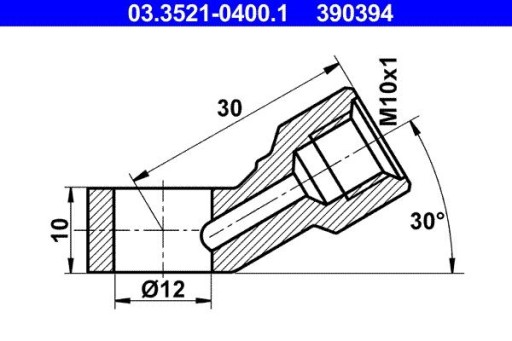 З'єднувач, металева трубка ATE 03.3521-0400.1