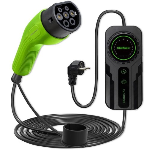 Зарядное устройство Qoltec для электромобиля EV с регулированием 2-в-1 типа 2 | ЩУК