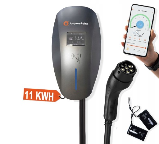 Wallbox Grey Автомобільний зарядний пристрій 11 кВт для гібридної розетки в Wi-Fi Ampere Point