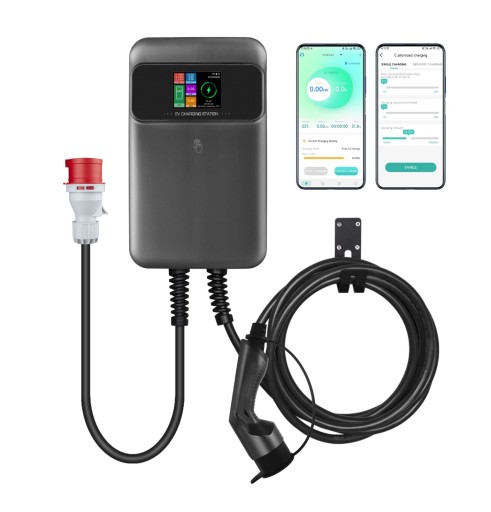 Зарядний пристрій, Wallbox NEW BESEN 22kW + додаток BT/Wifi, ПОЛЬСЬКЕ МЕНЮ ЕКРАНУ