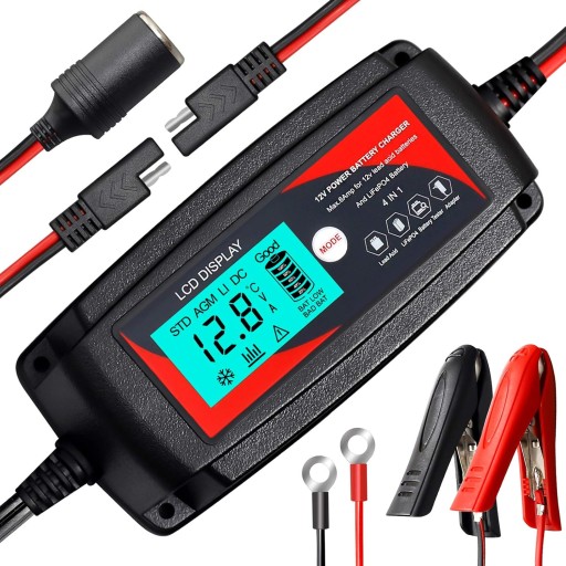 Зарядний пристрій для автомобільного акумулятора 12V 6A, інтелектуальний LCD-EPA1205L