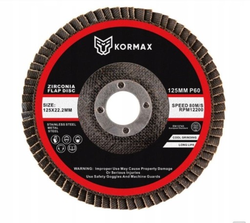 Круг шлифовальный пластинчатый выпуклый fi 125мм P80 Kormax циркон нержавеющая сталь 10 шт.