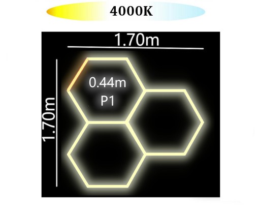Светодиодный светильник ALU HEXAGON P1 3HEX 4K 170x170 Honeycomb Мастерская Гараж Гостиная