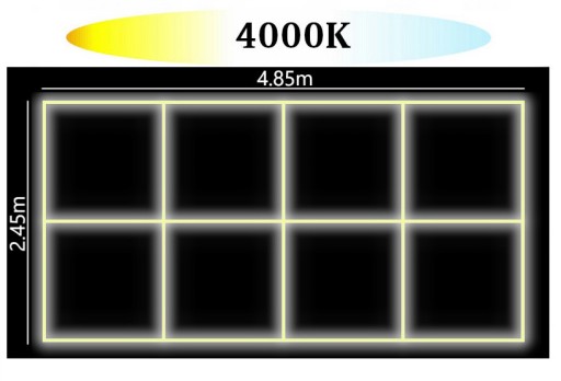Светодиодный светильник ALU SQUARE P3 8S 4000K 245x485 Квадраты Мастерская Гараж Гостиная