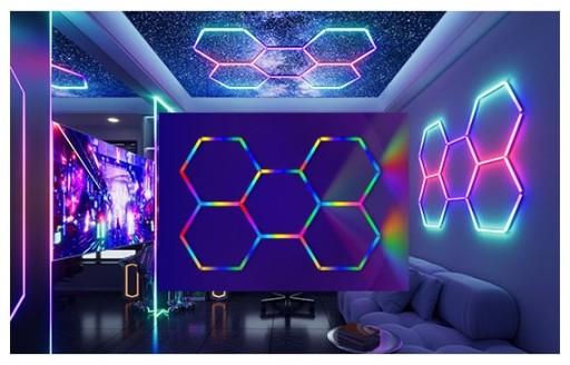 Светильник HEXAGON RGB COLOR 5 HEX 230x160 Honeycomb Мастерская Гараж Гостиная ALU