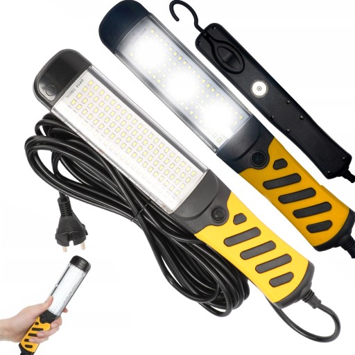 Лампа для мастерской, фонарик, 100 светодиодов, крючок, кабель 8 м.