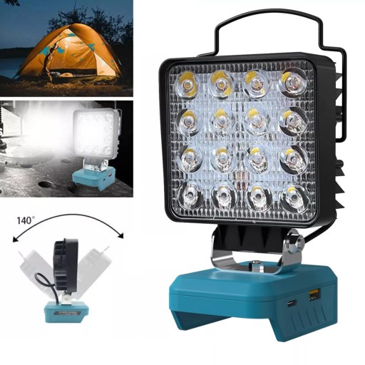 Лампа для Bosch 18 В, галогенный прожектор, фонарик для мастерской, 48 Вт, 16 светодиодов