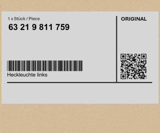 63219811759 9811759 - MINI R60 R60 фонарь задний левый