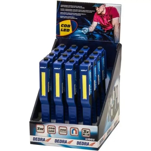Світлодіодний ліхтарик COB 3W на батарейках, магніт DEDRA L1003, 16 шт