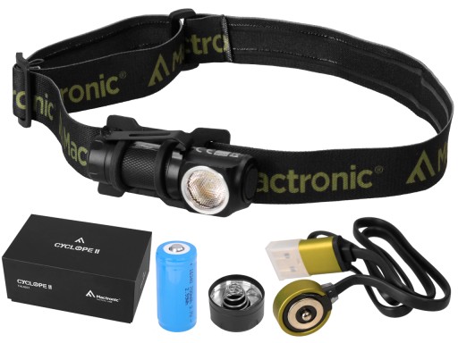 Ручной налобный фонарь 2в1 MACTRONIC CYCLOPE II 600 лм с перезаряжаемым зажимом