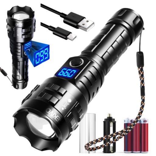 Светодиодный фонарик перезаряжаемый тактический мощный POWERBANK