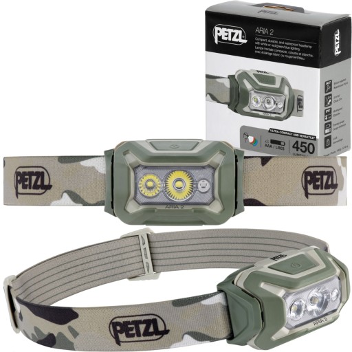 Налобний ліхтар Petzl Aria 2 RGB Camo 450 лм LED HEAD LAMP кольорове світло