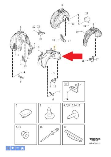 Арка передня ліва Volvo XC90 (16-) OE 31457218