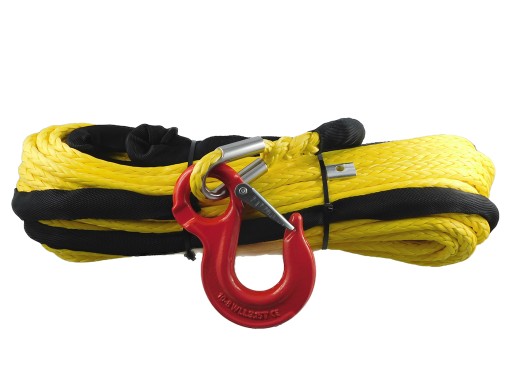 Трос синтетичний 10мм 28м для лебідки з гаком - жовтий