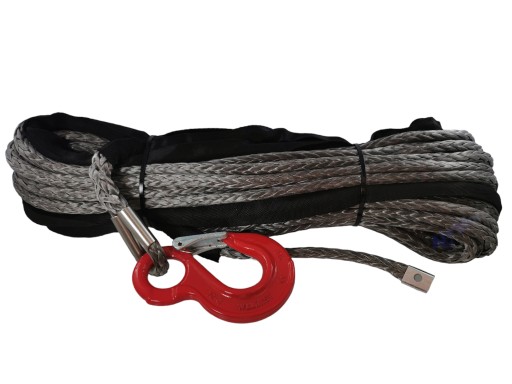 Трос синтетичний 10мм 28м для лебідки з гаком - Карбон