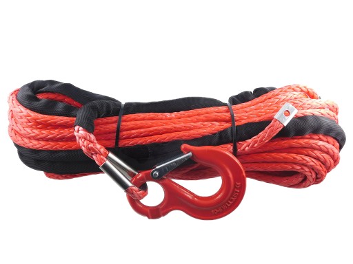 Трос синтетичний 10 мм 28 м для лебідки з гаком - червоний