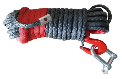 Синтетический трос Dyneema с крюком для лебедки 10 мм, 10 м, внедорожный эвакуатор