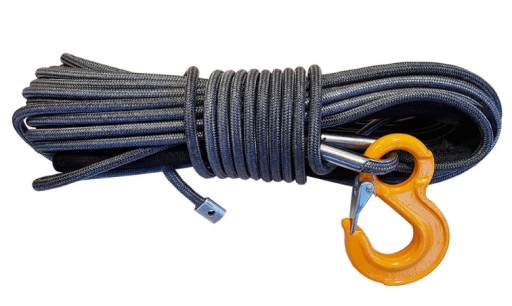 Веревка плетеная синтетическая Dyneema 12 мм 25 м + крючок