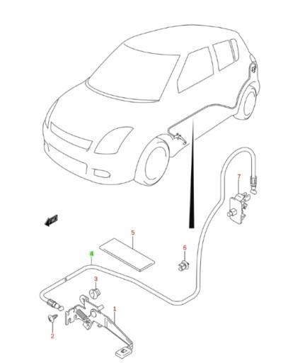 76430-63J10 - Трос заслінки паливного бака Suzuki Swift