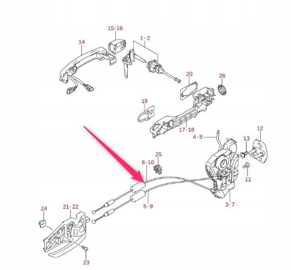 82224-57L00-000 - Трос замка передней двери Suzuki Kizashi