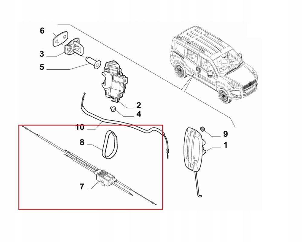 51892696 - Трос замку розсувних дверей Fiat Doblo 09-15