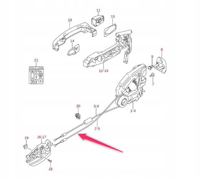 82323-57L00-000 - Трос замка задніх дверей Suzuki Kizashi