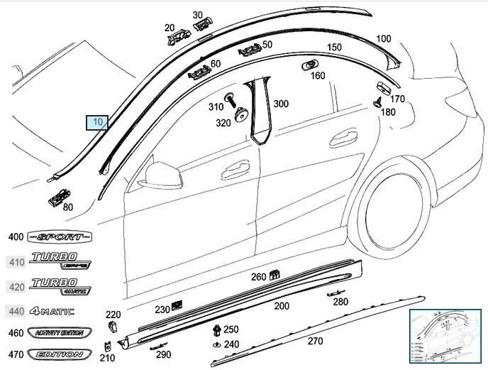 A1176901200 - Планка крыши правая Mercedes CLA W117