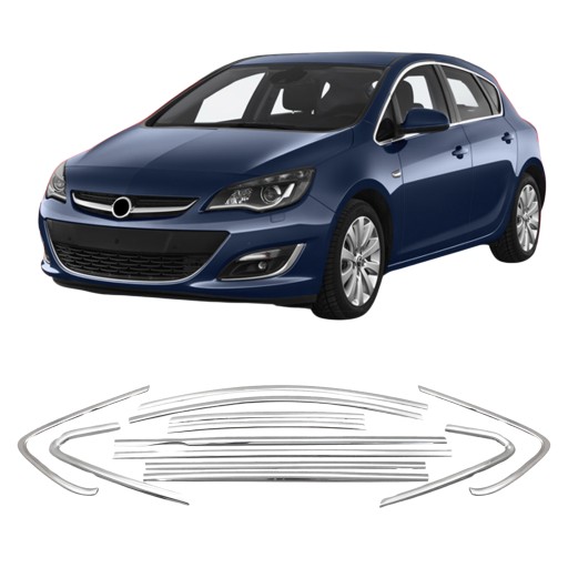 Накладки на боковые стекла, нержавеющая сталь, хром, Opel Astra J 2010-2019 гг.